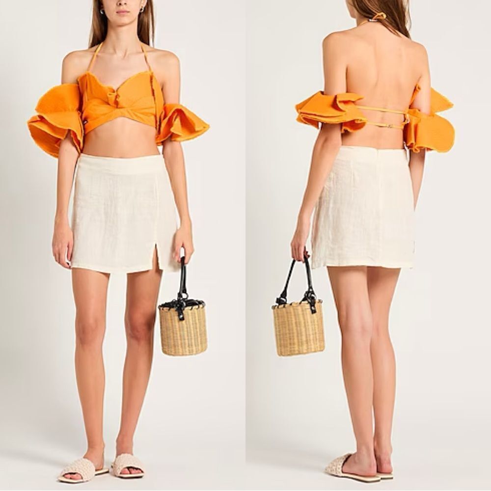 NEW JACQUEMUS La Brassière Artichaut cotton crop top in orange - Picture 16 of 17